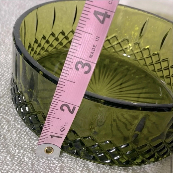 Vintage Avocado Green Indiana Glass Princess Pattern  Candy Dish - Picture 9 of 10